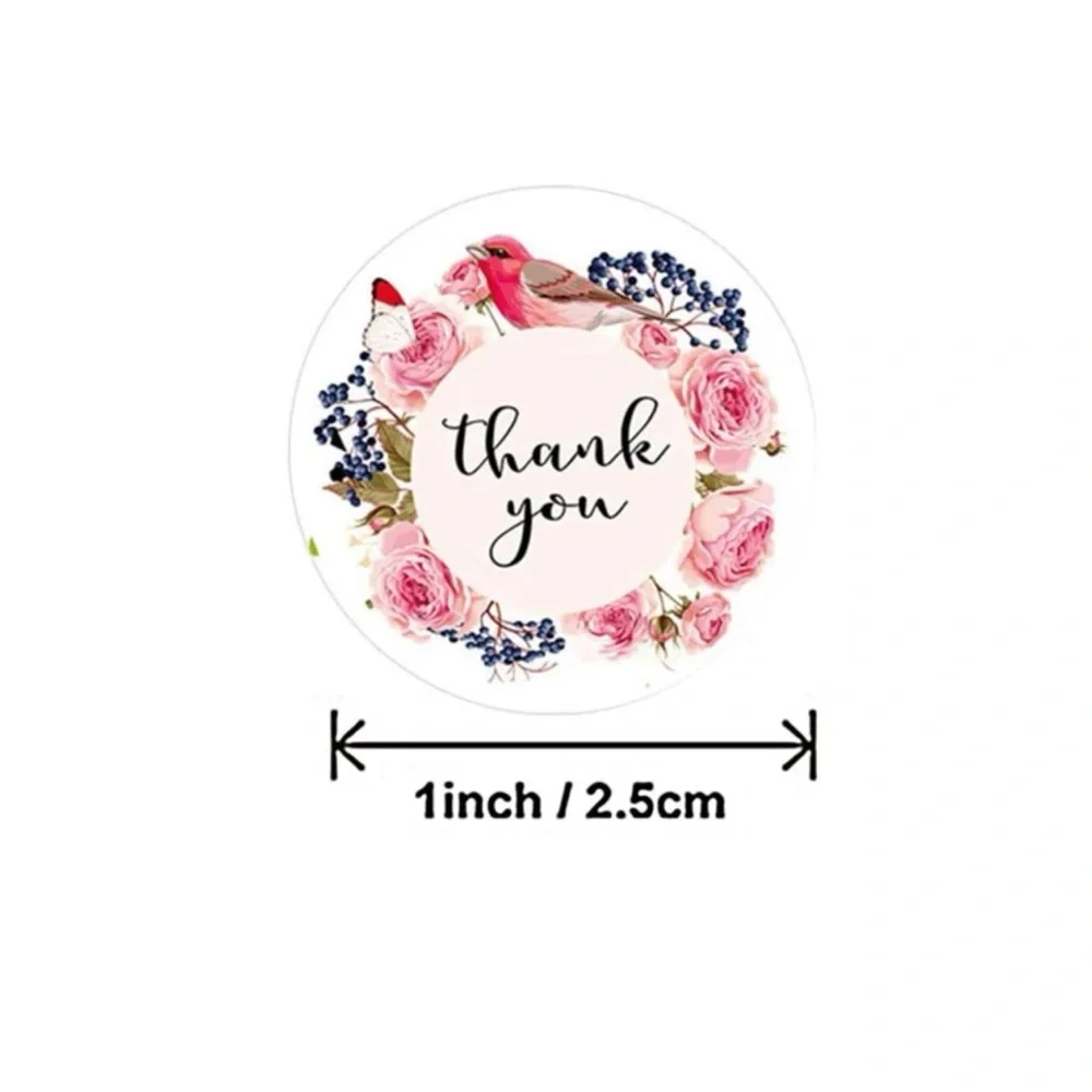 New 500 Pcs Floral Thank You Stickers 1 Inch Stationery Small Business Supplies